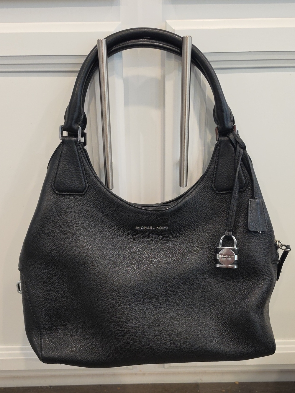 Michael Kors Camille Black Pebbled Leather Shoulder Bag